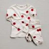 Mabo Organic Cotton Spotted Pyjamas - Red Cotton & Linen