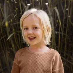 Matona Organic Cotton Waffle LS Top - Terracotta Cotton & Linen