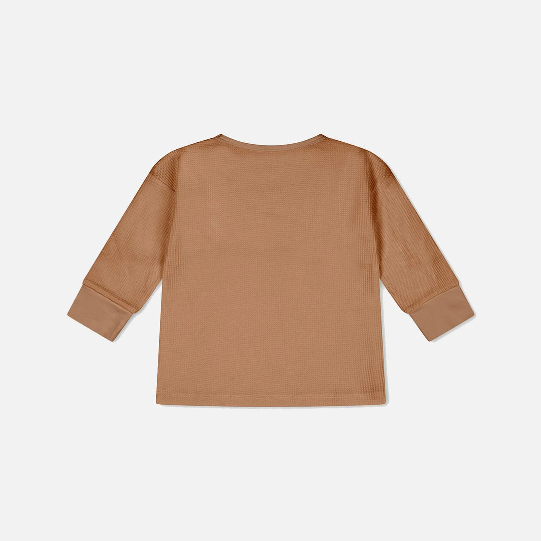 Matona Organic Cotton Waffle LS Top - Terracotta Cotton & Linen