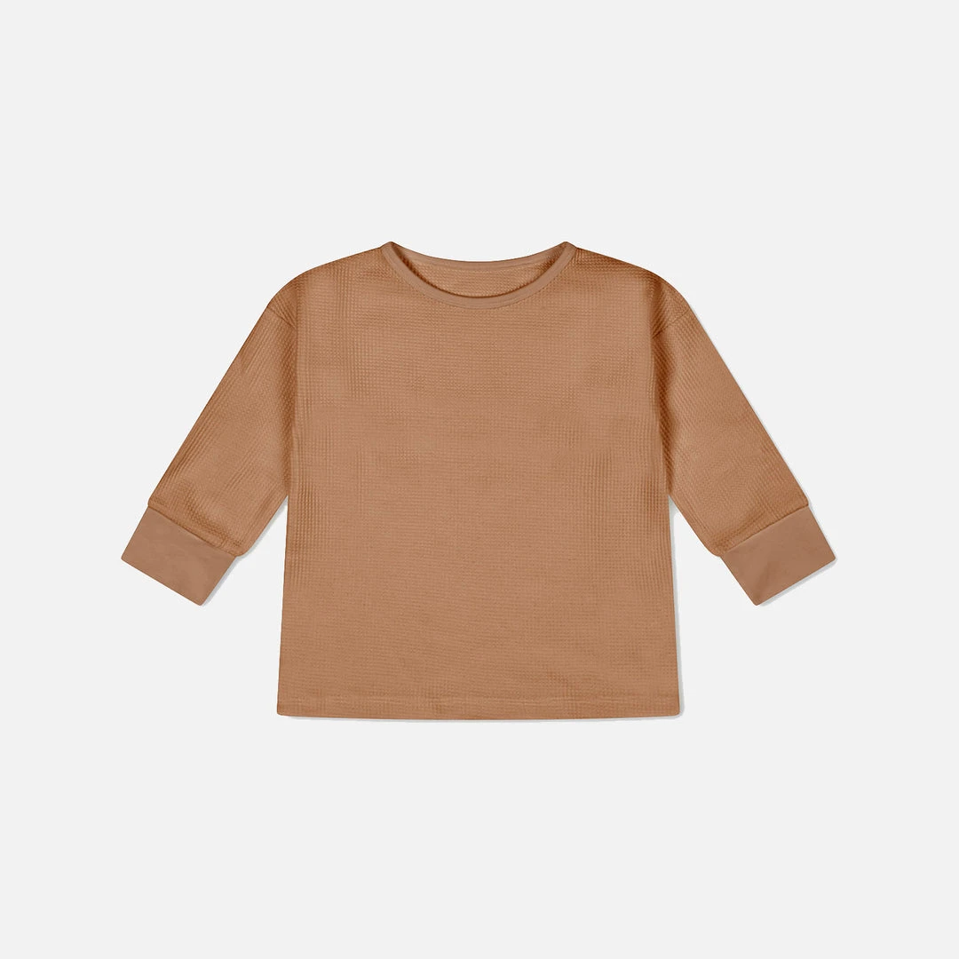 Matona Organic Cotton Waffle LS Top - Terracotta Cotton & Linen