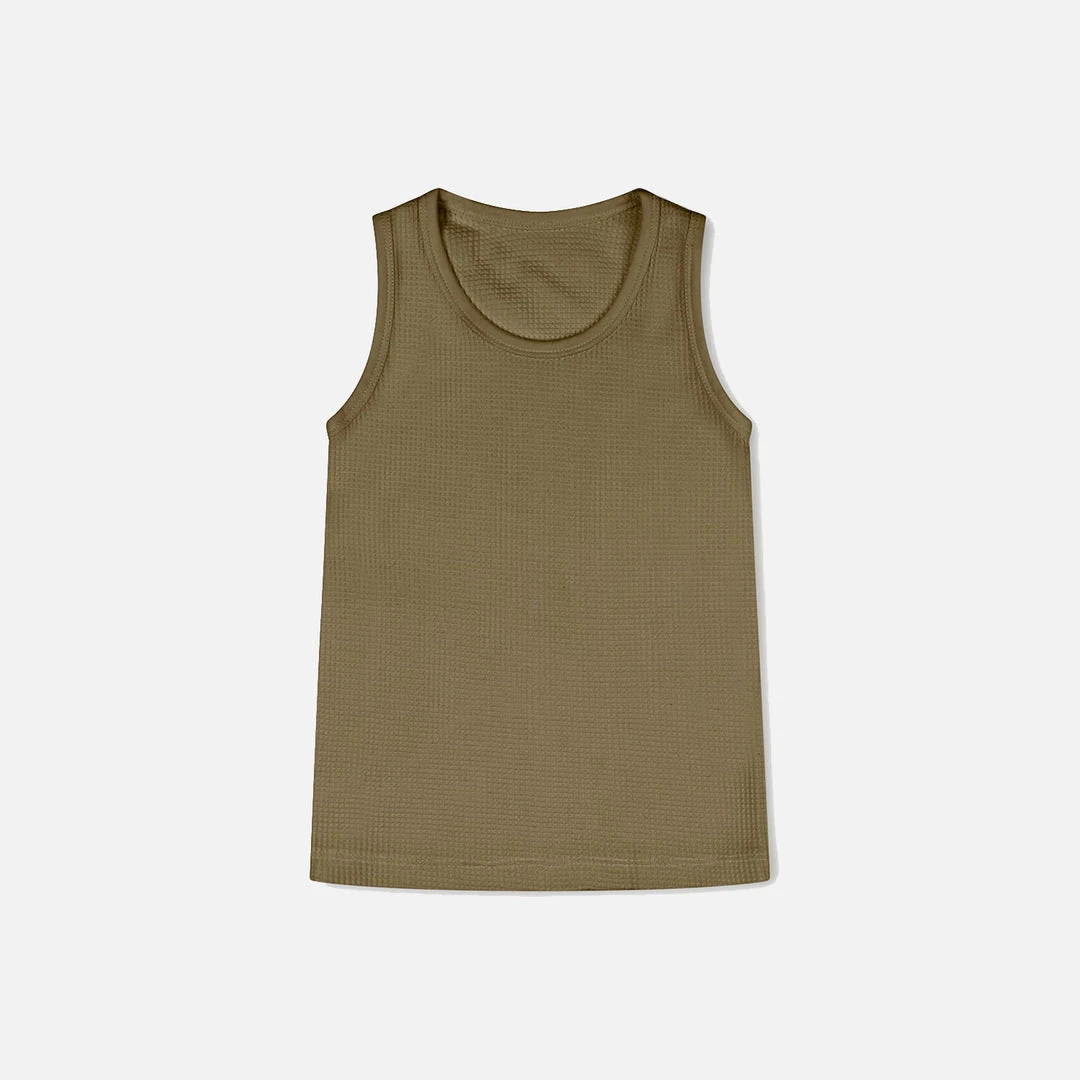 Matona Organic Cotton Waffle Tank Top - Olive