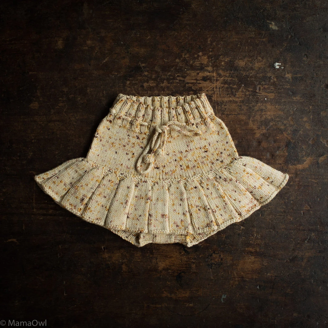 Misha & Puff Baby Wool Exclusive Hand Knit Merino Wool Skating Pond Skirt - Autumn Confetti
