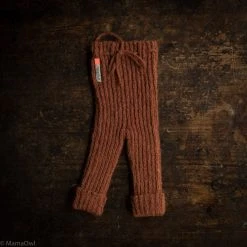 Mormor.nu Hand Knit Alpaca Rib Baby Pants - Hazelnut Baby Wool