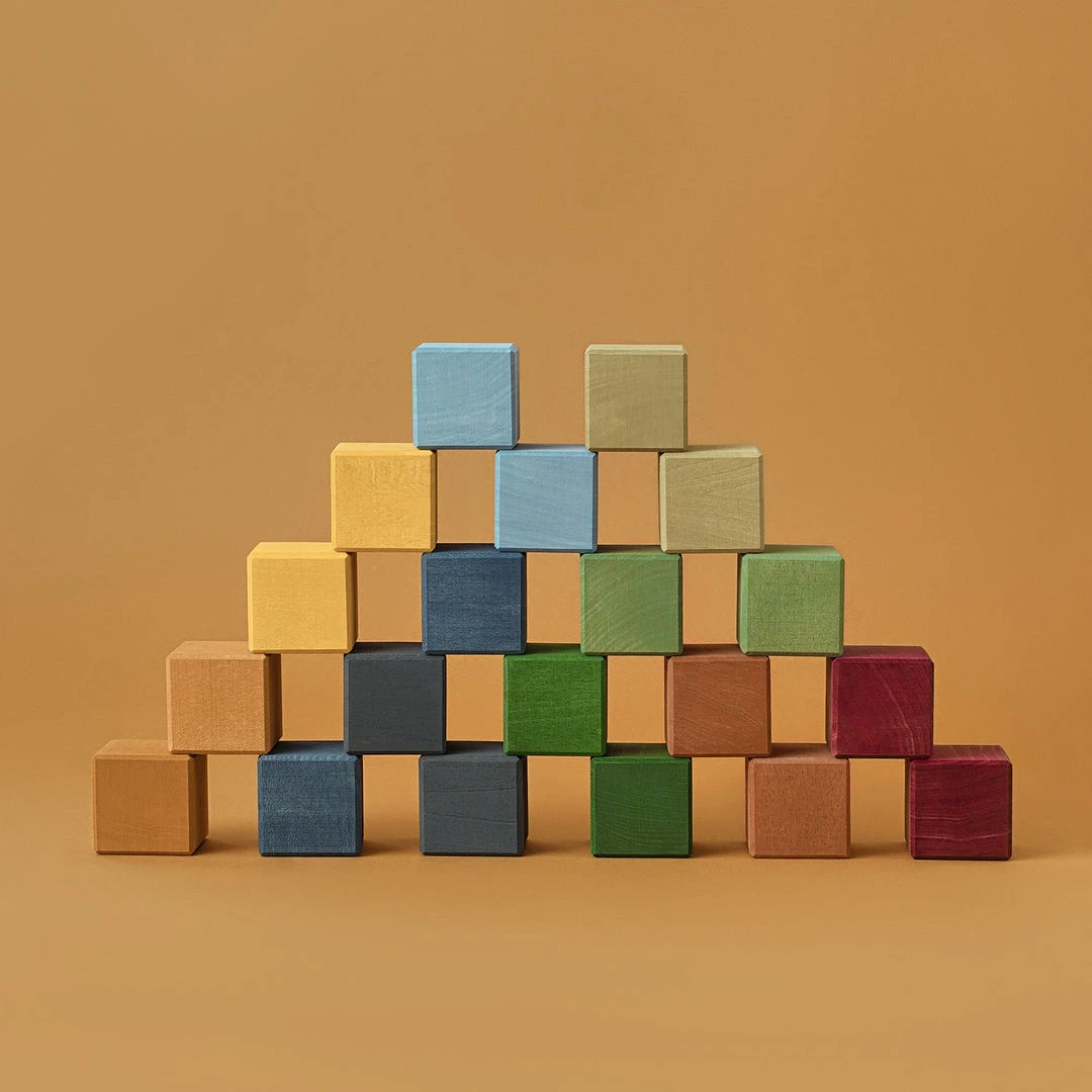Raduga Grëz Handmade Wooden 20 Piece Cube Set - Earth Toys