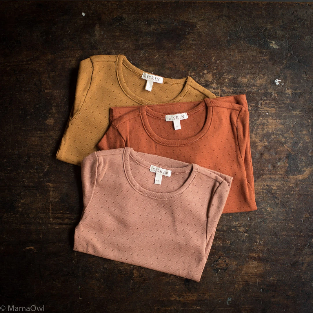 SISKIN Cotton & Linen Slim Fit Organic Cotton Pointelle SS Tee - Rosewood