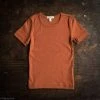 SISKIN Slim Fit Organic Cotton Pointelle SS Tee - Red Rust Cotton & Linen