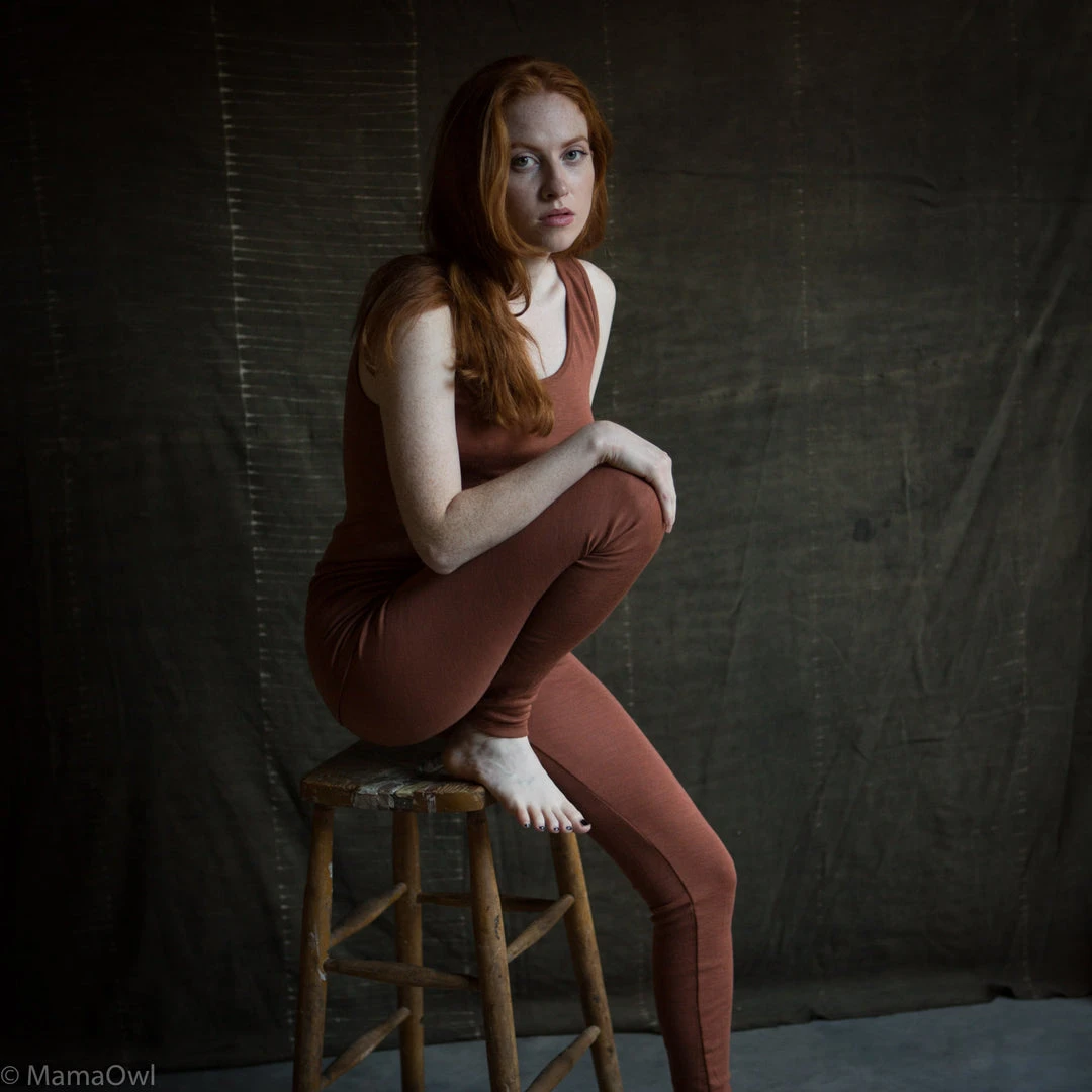 SISKIN By Engel Exclusive Women's Organic Merino Wool & Silk Leggings - Deep Rust