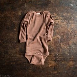 SISKIN By Engel Baby Wool Exclusive Organic Merino Wool & Silk LS Press Studs Baby Body - Cedarwood