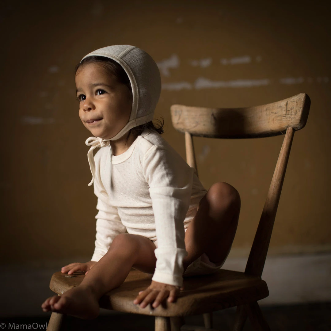 SISKIN Merino Wool/Silk Pointelle Body - Pearl Baby Wool