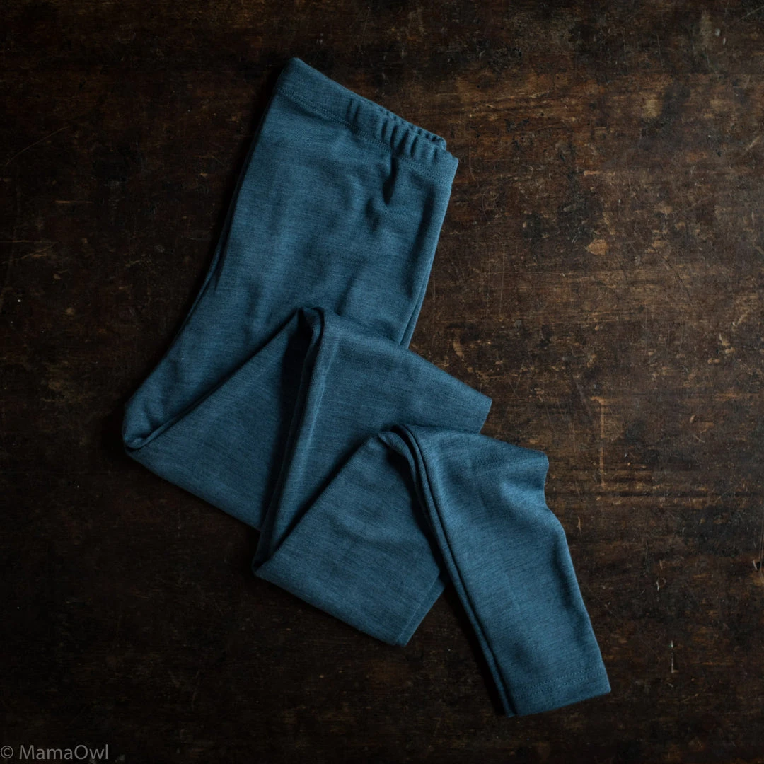 SISKIN By Engel Exclusive Women's Organic Merino Wool & Silk Leggings - Deep Ocean