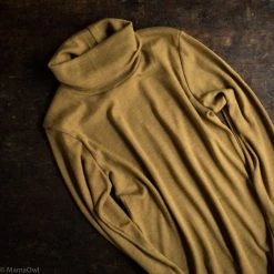 SISKIN By Engel Exclusive Women's Organic Merino Wool & Silk Rollneck Top - Deep Ochre