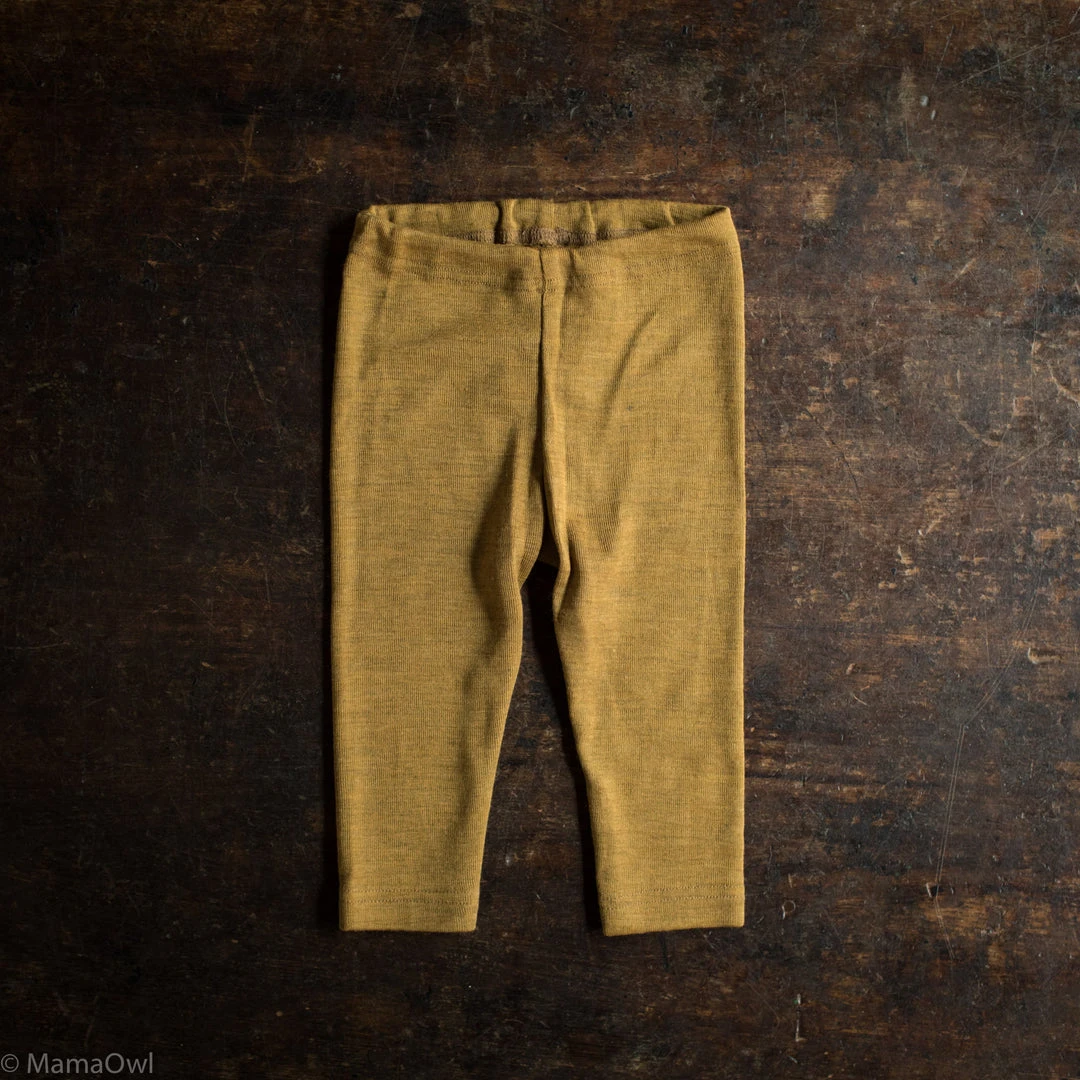 SISKIN By Engel Exclusive Organic Merino Wool & Silk Baby Leggings - Deep Ochre