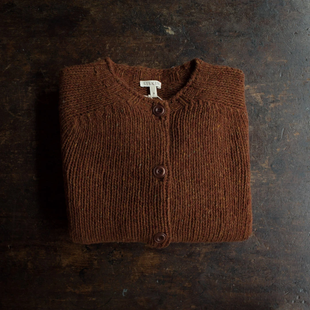 SISKIN Adults Women's Donegal Merino Wool Coast Cardigan - Cinnamon