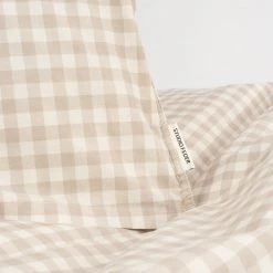 Studio Feder Home & Baby Care Organic Cotton Duvet & Pillow Cover - Gingham Oat - Junior Size