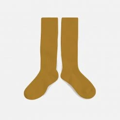 Collegien Adult's Cotton Knee Socks - Mustard Adults