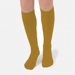 Collegien Babies & Kids Cotton Knee Socks - Mustard Cotton & Linen