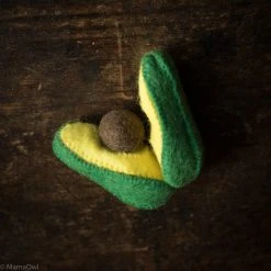 Papoose Toys Felted Wool Fruit Avocado - Set Of 2 Pieces