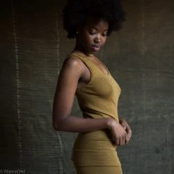 SISKIN By Engel Exclusive Women's Organic Merino Wool & Silk Sleeveless Top - Deep Ochre