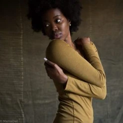 SISKIN By Engel Exclusive Women's Organic Merino Wool & Silk LS Top - Deep Ochre