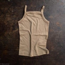 SISKIN Merino Wool/Silk Pointelle Strappy Vest - Caramel