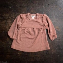 SISKIN Baby Wool Merino Wool/Silk Pointelle Baby Dress - Rosewood