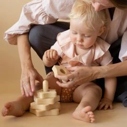 Raduga Grëz Handmade Wooden Star Stacking Tower - Natural Toys